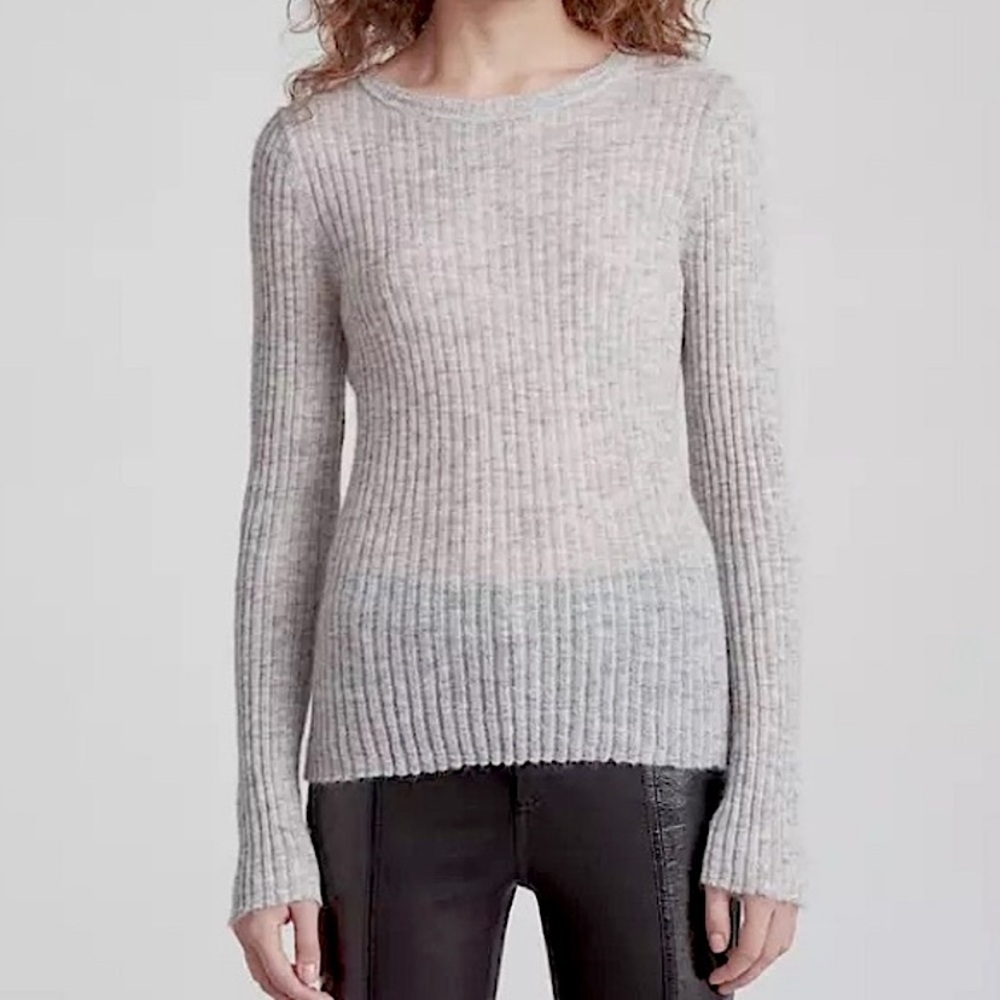rag & bone ANGORA WOOL RIB KNIT LIGHTWEIGHT DONNA CREWNECK SWEATER Gray S - Picture 9 of 9
